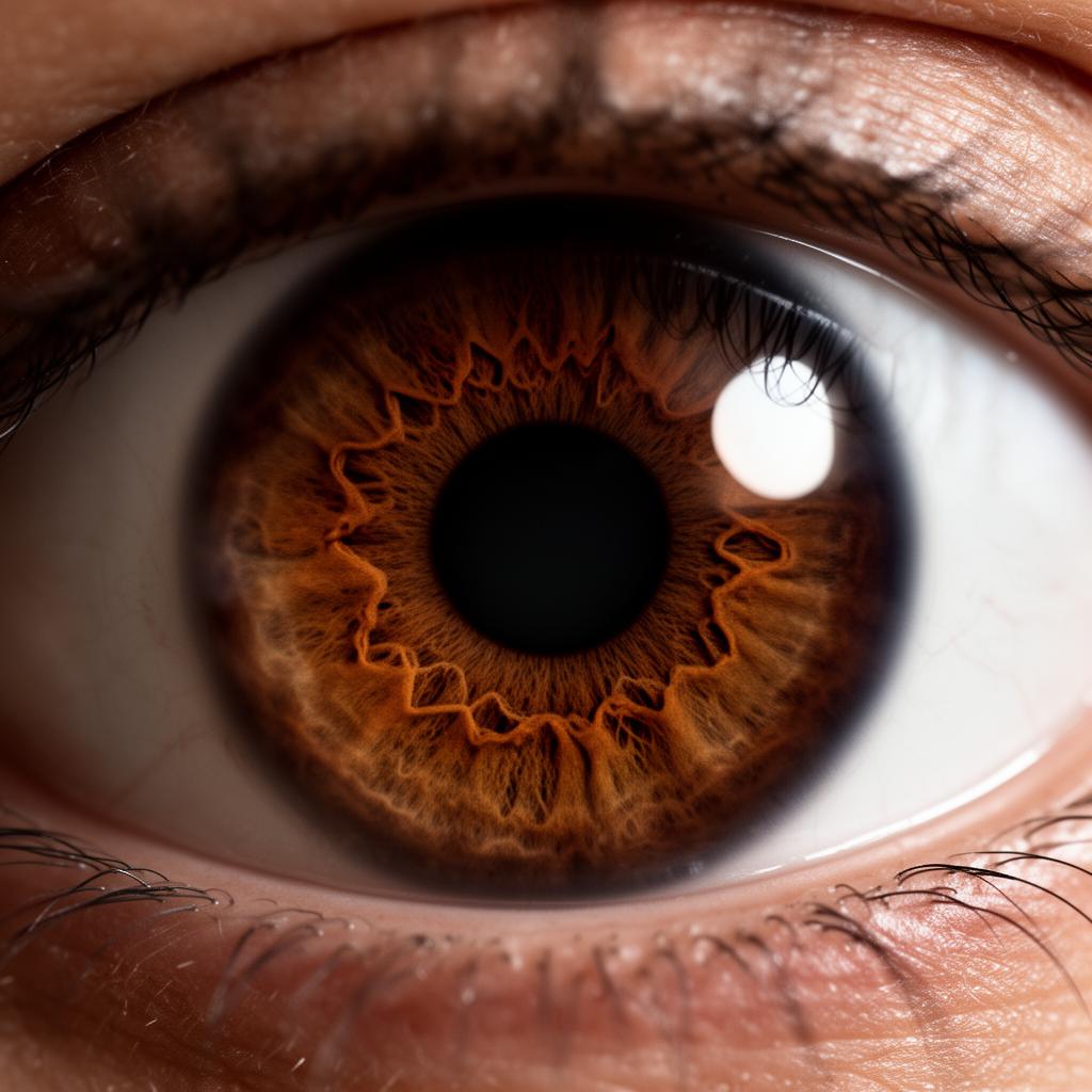 Realistic photograph of a Dark Brown iris