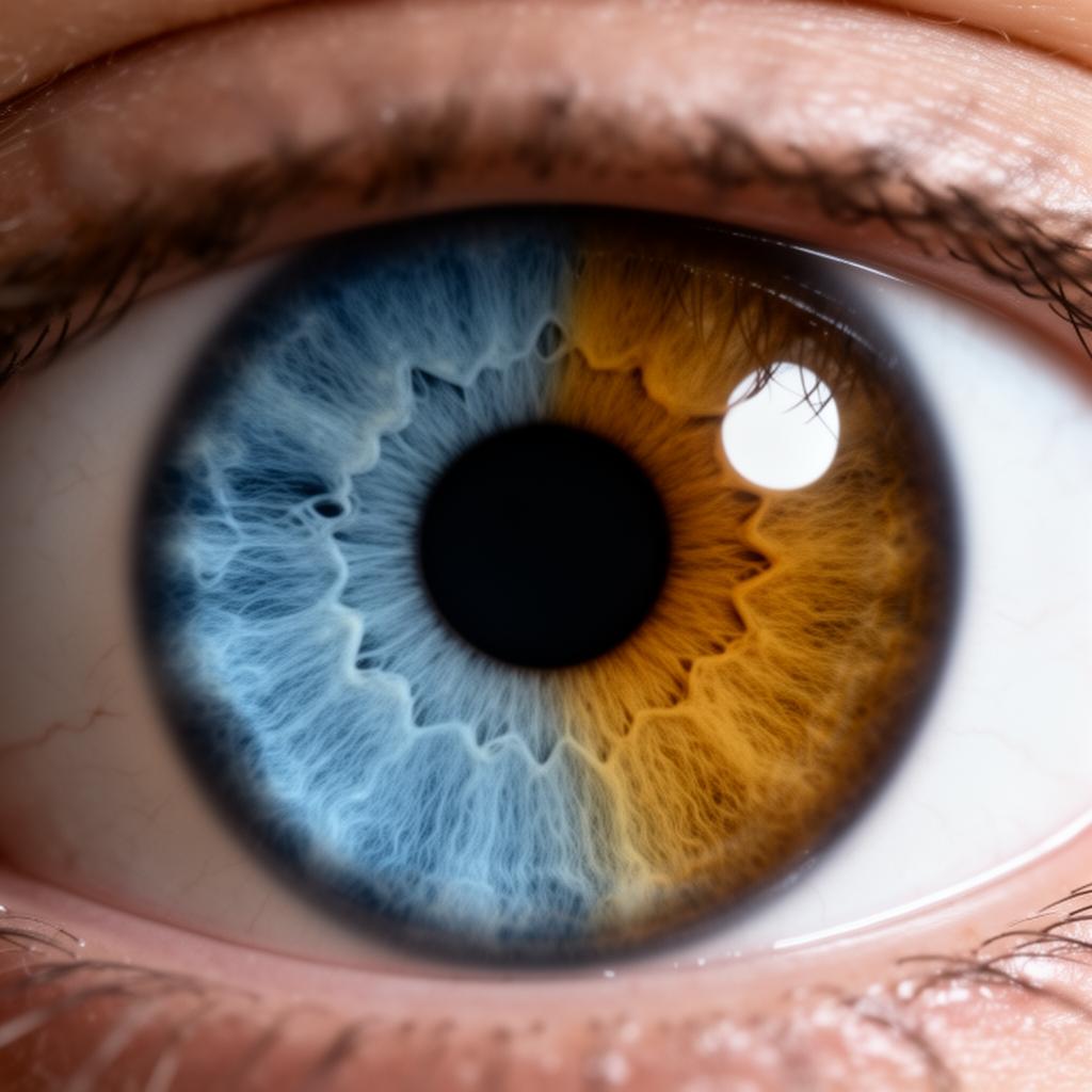 Realistic photograph of a Heterochromia iris