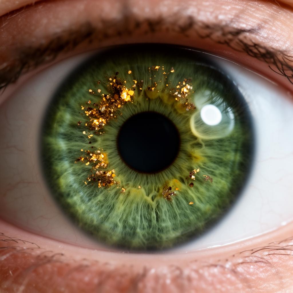 Realistic photograph of a Green-Hazel iris